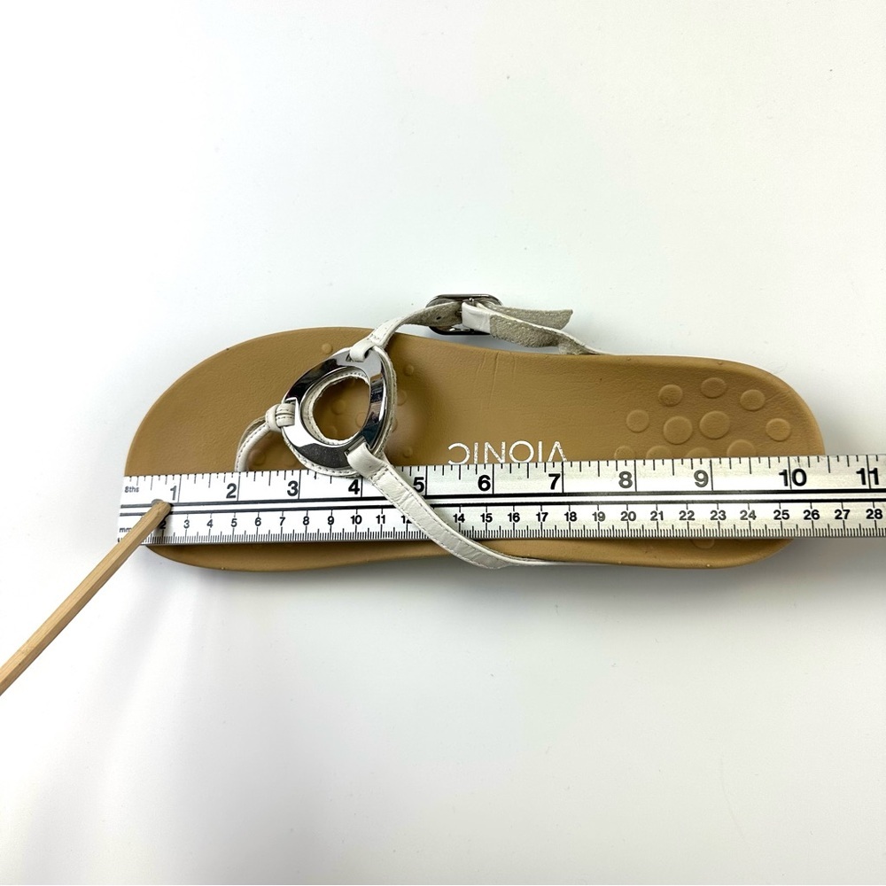 Vionic Karina white thong sandal Size 9 silver O ring Summer Orthotic support - Picture 10 of 11